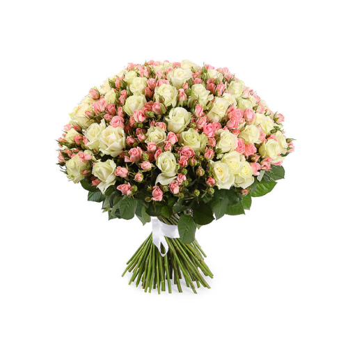 Купить на заказ Букет из 101 белой розы (микс) с доставкой в Шахтинске