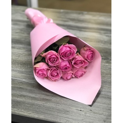 Купить на заказ Букет из 9 розовых роз с доставкой в Шахтинске